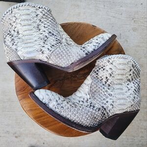 Allen's Snakeskin Python Corral Ankle Boots Sz 7